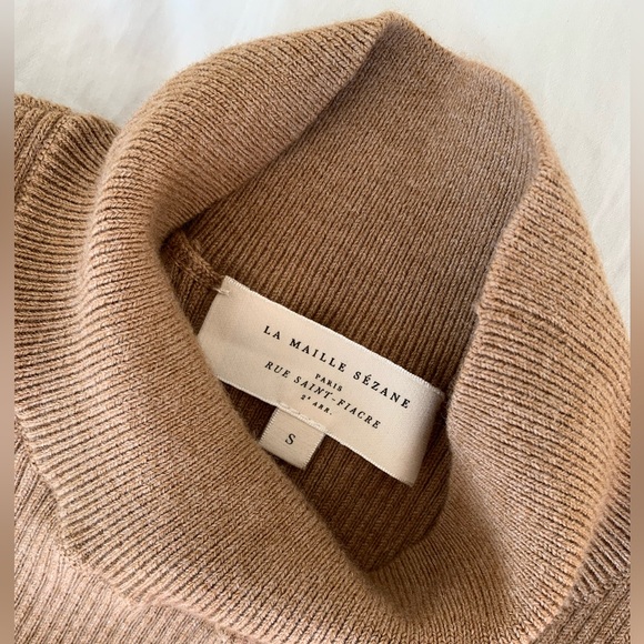 NWOT Sezane Harper Dress in Light Camel Midi Long Sleeves Wool Cotton Button - Picture 10 of 11